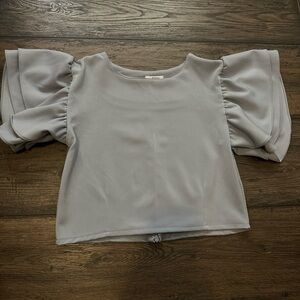 Topps Gray Puff Sleeve Blouse